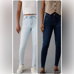 Two pairs of American Eagle super high rise skinny jeans size 14 Long